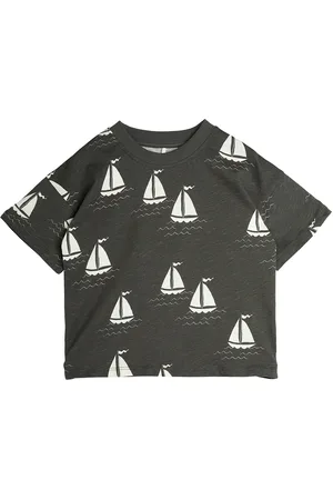 Mini Rodini Sailing Boats Aop Ss Tee Tops T-shirts Short-sleeved Black