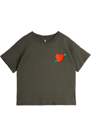 Mini Rodini Arrowed Heart Emb Ss Tee Tops T-shirts Short-sleeved Black