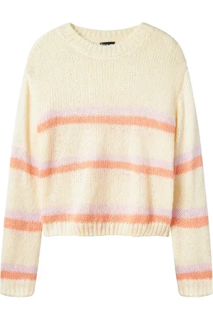 LMTD Nlffow Ls Short Knit Tops Knitwear Pullovers White