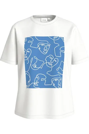 VILA Visybil Faces O-Neck S/S T-Shirt/Dfs Tops T-shirts & Tops Short-sleeved White
