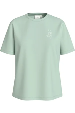 VILA Visybil Faces O-Neck S/S T-Shirt/Dfs Tops T-shirts & Tops Short-sleeved Green