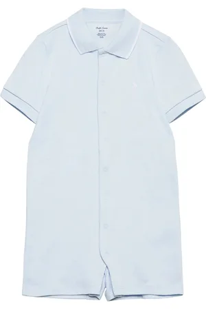 Ralph Lauren Cotton Interlock Polo Shortall Bodysuits Short-sleeved Blue