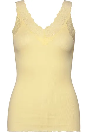 Rosemunde Organic Top W/ Lace Tops T-shirts & Tops Sleeveless Yellow