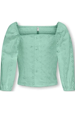 ONLY Kogpilea 3/4 Emb Anglaise Shirt Wvn Tops Blouses & Tunics Green