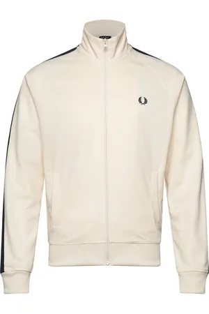 Fred Perry Contrast Tape Trk Jkt Tops Sweat-shirts & Hoodies Sweat-shirts Cream