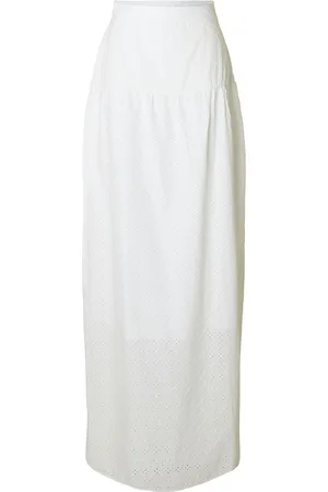 SELECTED Slfhannah Mw Long Broderi Skirt D Skirts Maxi Skirts White