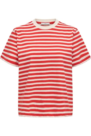 ONLY Olmlivina S/S Stripe Tee Jrs Tops Tunics Red