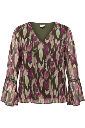 ONLY Caraugustina Life V-Neck Ls Blouse Aop Tops Blouses Long-sleeved Burgundy