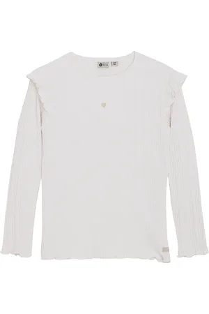 Daily7 T-Shirt Ls Fancy Rib Tops T-shirts Long-sleeved T-shirts White