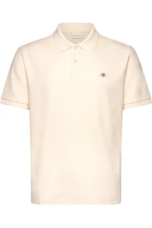 GANT Textured Polo Tops Polos Short-sleeved Cream
