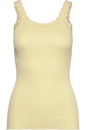 Rosemunde Silk Top W/ Lace Tops T-shirts & Tops Sleeveless Yellow