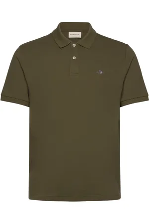 GANT Textured Polo Tops Polos Short-sleeved Khaki Green