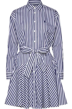 Ralph Lauren Striped Cotton Paneled Shirtdress Lyhyt Mekko Navy
