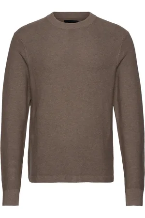 Abercrombie & Fitch Anf Mens Sweaters Tops Knitwear Round Necks Brown