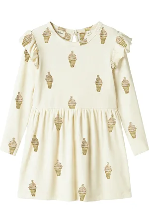 Lil Atelier Nmfgavo Enk Ls Dress Lil Dresses & Skirts Dresses Casual Dresses Long-sleeved Casual Dresses Beige