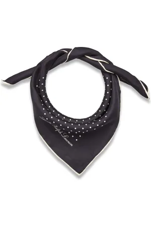 Ralph Lauren Polka-Dot Silk Twill Square Scarf Accessories Scarves Lightweight Scarves Black