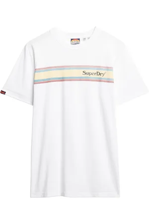 Superdry Venue Logo Stripe Relaxed Tee Tops T-shirts Short-sleeved White