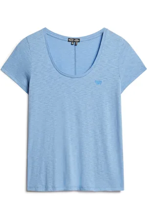 Superdry Scoop Neck Tee Tops T-shirts & Tops Short-sleeved Blue
