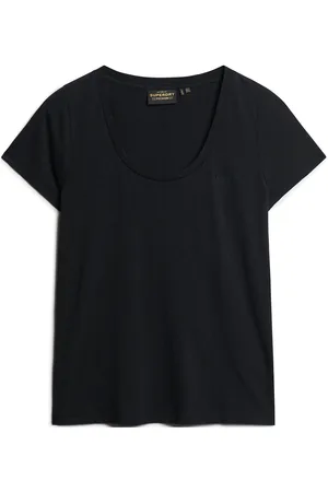 Superdry Scoop Neck Tee Tops T-shirts & Tops Short-sleeved Black