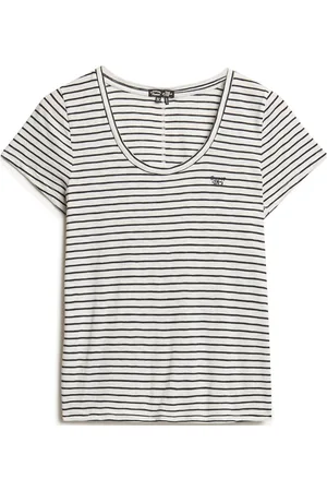 Superdry Scoop Neck Tee Tops T-shirts & Tops Short-sleeved White