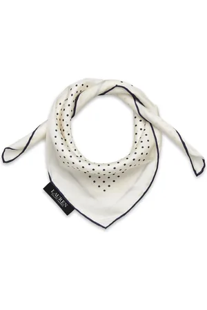 Ralph Lauren Polka-Dot Silk Twill Square Scarf Accessories Scarves Lightweight Scarves Cream