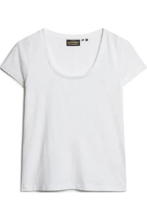 Superdry Scoop Neck Tee Tops T-shirts & Tops Short-sleeved White