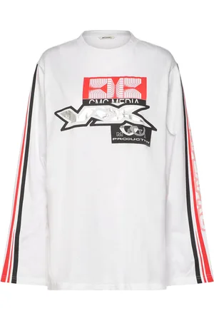 Monki Printed Long-Sleeved Over D T-Shirt Dress Tops T-shirts & Tops Long-sleeved White