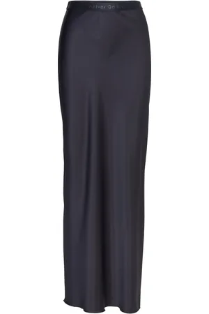 Ahlvar Gallery Hana Long Logo Satin Skirt Pitkä Hame Navy