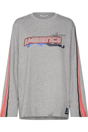 Monki Printed Long-Sleeved Over D T-Shirt Dress Tops T-shirts & Tops Long-sleeved Grey