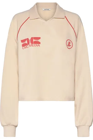Monki Sporty Boxy Terry Sweatshirt Tops Sweat-shirts & Hoodies Sweat-shirts Cream