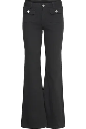 Monki Low Waisted Bootcut Twill Trousers Bottoms Trousers Wide Leg Black