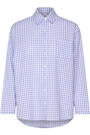Hunkemöller Jacket Ls Seersucker Check Toppi Blue