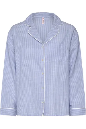 Hunkemöller Jacket Ls Cotton Stripe Toppi Blue