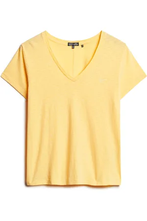 Superdry Studios Slub Emb Vee Tee Tops T-shirts & Tops Short-sleeved Yellow