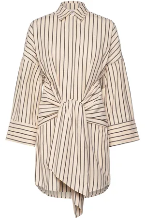 By Malina Althea Tie Up Shirt Dress Lyhyt Mekko Cream