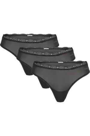 Calvin Klein Thong 3Pk Stringit Alusvaatteet Black