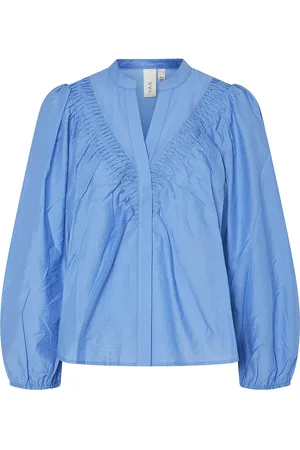 Y.A.S Elly Ls Shirt Tops Blouses Long-sleeved Blue