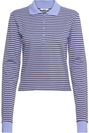 Monki Long-Sleeved Polo Top Tops T-shirts & Tops Polos Blue