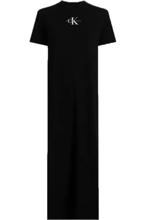 Calvin Klein Monologo Long Rib Tee Dress Maksimekko Juhlamekko Black