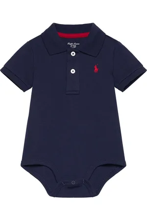 Ralph Lauren Soft Cotton Polo Bodysuit Bodies Short-sleeved Navy