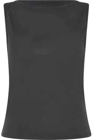 Monki Super Soft Sleeveless Boatneck Top Tops T-shirts & Tops Sleeveless Black
