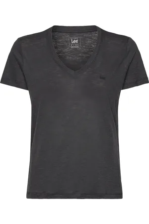 Lee V Neck Tee Tops T-shirts & Tops Short-sleeved Black