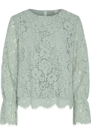 Y.A.S Perla Ls Lace Top S. Noos Tops Blouses Long-sleeved Green