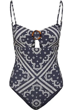 By Malina Mandy Bamboo-Ring Bandeau Swimsuit Designers Swimsuits Navy