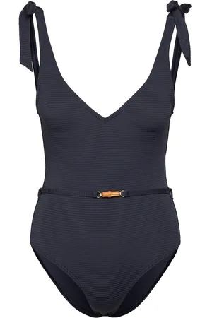 By Malina Sally V-Neck Swimsuit Uimapuku Uima-asut Navy