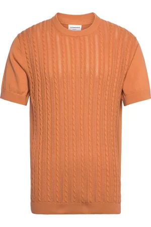 Lindbergh Knitted S/S O-Neck Tee Tops T-shirts Short-sleeved Orange