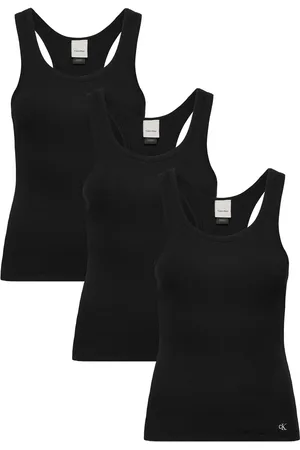 Calvin Klein Scoop Neck Cotton Tank 3Pk Toppi Black