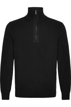 J Lindeberg Alex Half Zip Knitted Sweater Designers Knitwear Half Zip Jumpers Black
