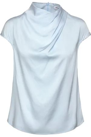 Ahlvar Gallery Lima Silk Top Designers Blouses Short-sleeved Blue