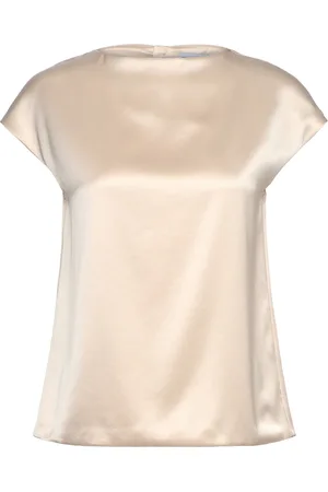 Ahlvar Gallery Yui Satin Top Tops Blouses Short-sleeved Cream